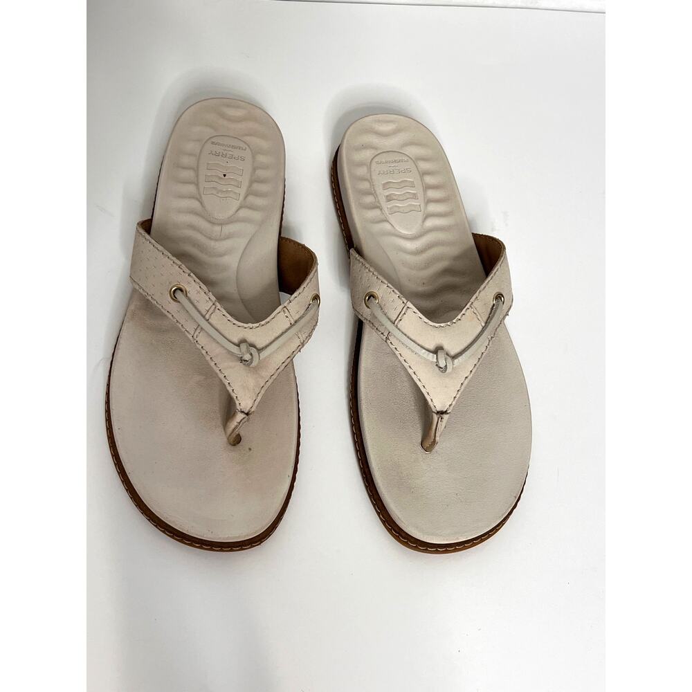 Sperry Plushwave Ivory Flip Flop Sandals Shoe Size 8 Thong Comfort Slides - Picture 6 of 9